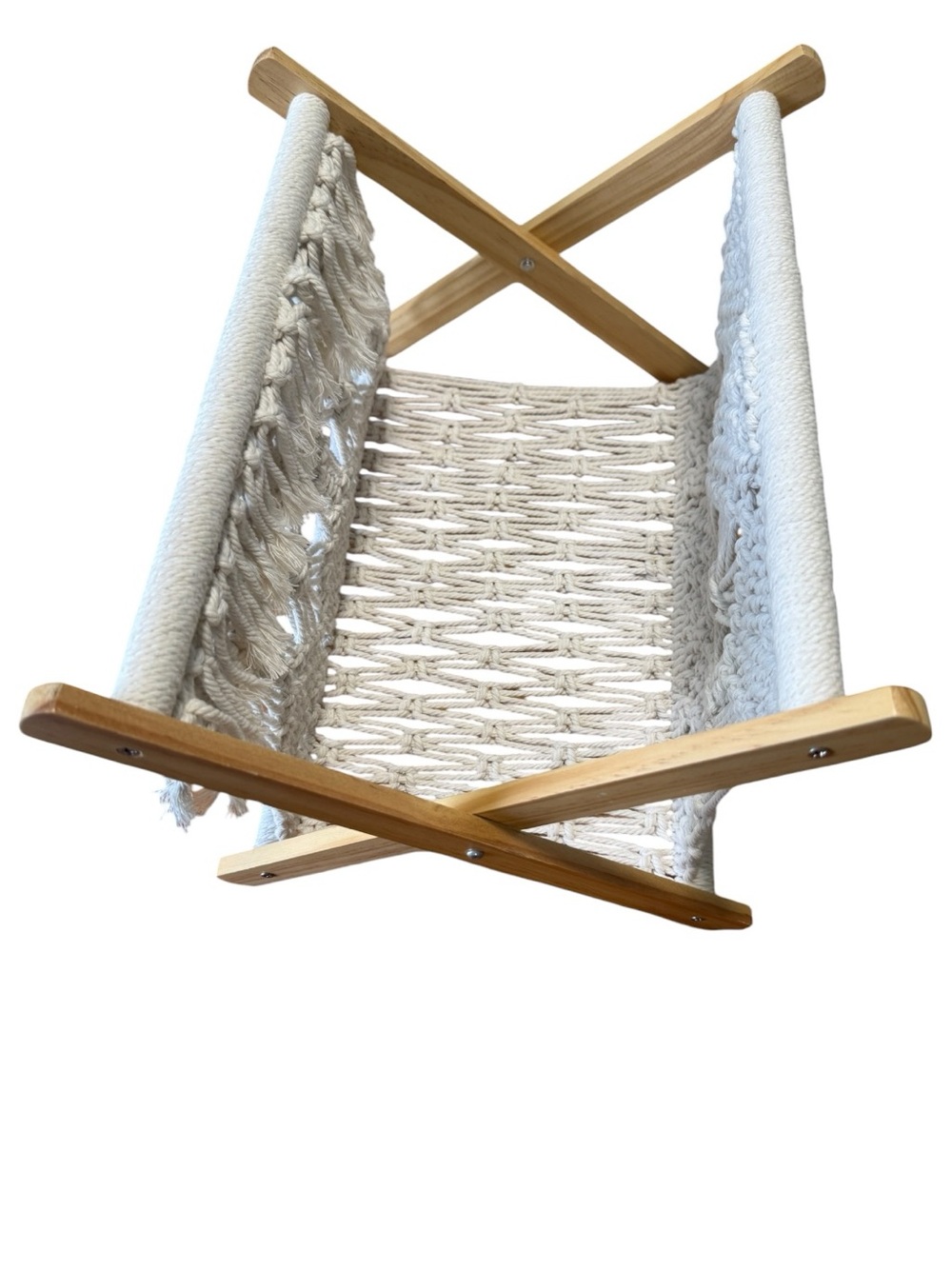 Macrame Magazine Holder Rack Boho Storage Standing Rack Book Newspaper Decor - Picture 8 of 14